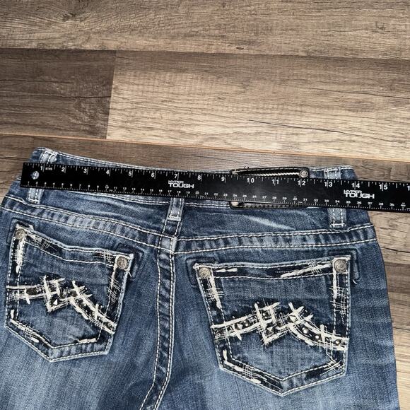 Miss Me Jeans Size 27 Womens Denim Blue Rhinestone Boot Cut JD1071B - Picture 2 of 9